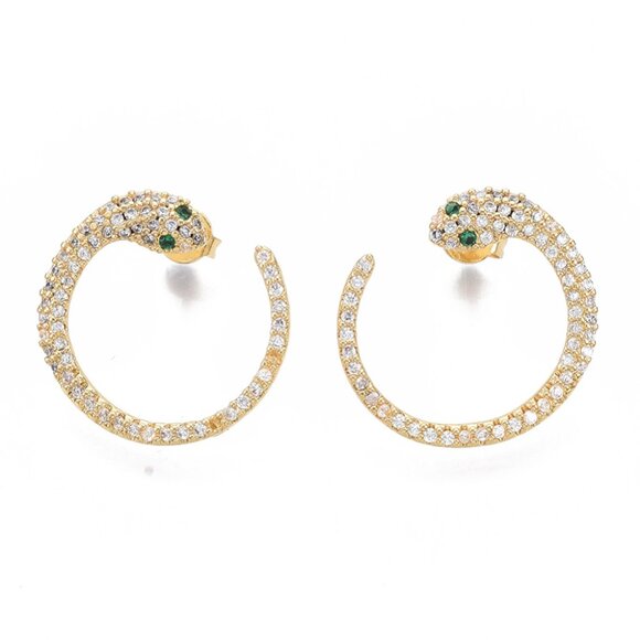 NWOT Real Gold plated micro pave Snake Bangle and earring set - Picture 6 of 7